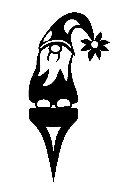 Simple Gnome with Flower Hat Garden Stake